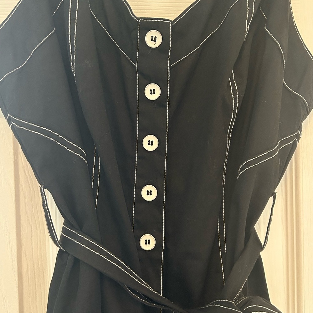 Current Air Black Sleeveless Dress with White Contrast Stitching